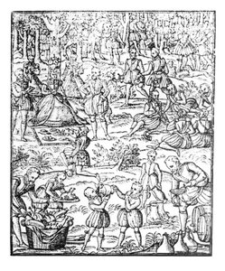 La reine Élisabeth I (1533-1603) à un pique-nique de chasse, planche de 