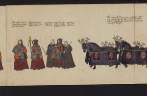 Procession funéraire de la reine Élisabeth I (gravure en couleur) - English School