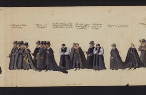 Procession funéraire de la reine Elizabeth I (gravure en couleur) - English School