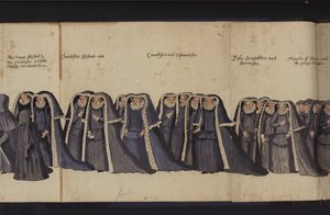Procession funéraire de la reine Elizabeth I (gravure en couleur)