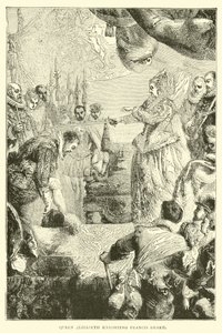 La reine Élisabeth adoubant Francis Drake - English School