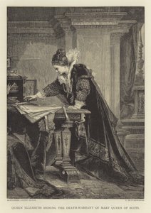 La reine Élisabeth signant le mandat d