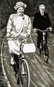 La reine Juliana de Hollande à bicyclette