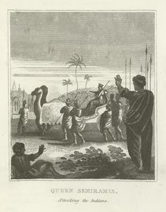 Reine Sémiramis attaquant les Indiens - English School