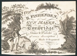 R Fishenden, armurier, carte de visite - English School