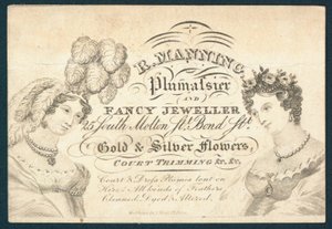 R Manning, plumassier et bijoutier fantaisie, carte de visite - English School