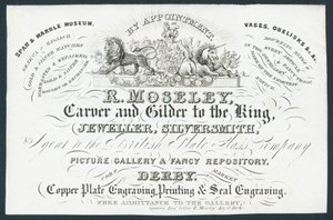 R Moseley, sculpteur et doreur du roi, carte de visite - English School