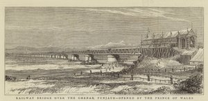 Pont ferroviaire sur le Chenab, Punjab, inauguré par le Prince de Galles - English School