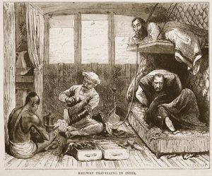 Voyage en train en Inde, illustration de Cassells Illustrated History of England - English School