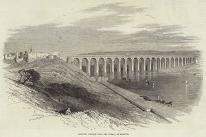 Viaduc ferroviaire sur la Tweed, à Berwick (gravure) - English School