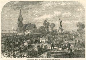 Travaux ferroviaires dans le cimetière de l