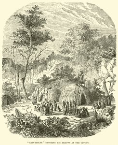 Faiseur de pluie tirant ses flèches vers les nuages - English School