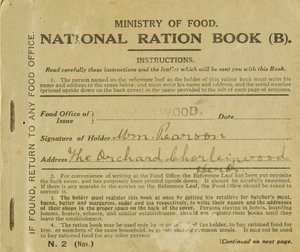 Livret de rationnement pour William Pearson, Chorleywood, Hertfordshire, 1919 - English School