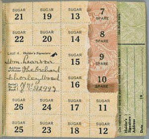 Carnet de rationnement pour William Pearson, Chorleywood, Hertfordshire, 1919 - English School