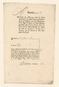 Reçu pour la loterie de la liste civile de 1713 - English School