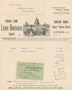 Reçu pour Lever Brothers Limited
