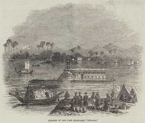 Restes du navire à vapeur en fer "Benares" (gravure) - English School
