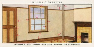 Rendre votre salle de refuge étanche au gaz (lithographie couleur) - English School