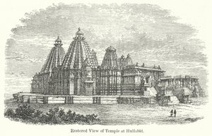 Vue restaurée du temple de Hullabid (gravure) - English School