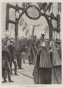 Retour du prince Alexandre en Bulgarie, arrivée à Rustchuk (gravure) - English School