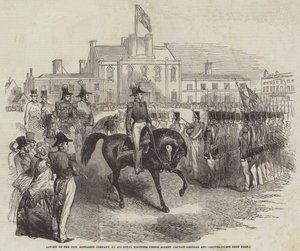 Revue de la Honourable Artillery Company, par Son Altesse Royale le Prince Albert, capitaine général et colonel (gravure) - English School