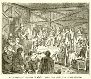 Dangers révolutionnaires de 1848. Prise de serment dans une société secrète - English School