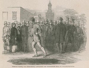 Richard Manks, le piéton, complétant son millième mile sur Kennington Oval - English School