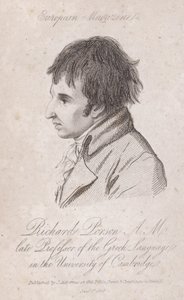 Richard Porson, érudit anglais, professeur de grec au Trinity College, Cambridge - English School