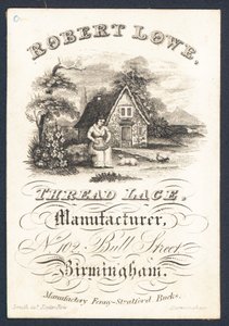 Robert Lowe, fabricant de dentelles en fil, carte de visite - English School