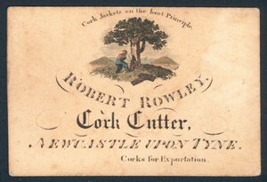 Robert Rowley, coupeur de liège, carte de visite - English School