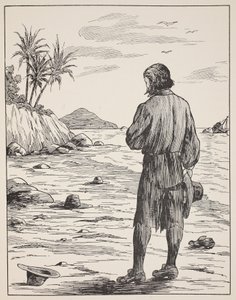 Robinson Crusoé sur son île, illustration de L