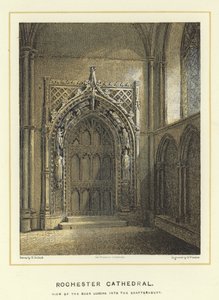 Cathédrale de Rochester, vue de la porte menant à la salle capitulaire - English School