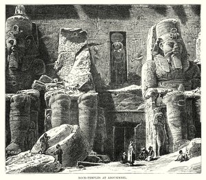Temples rupestres à Abousimbel (gravure) - English School