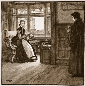 Visite de Roger Ascham à Lady Jane Grey, illustration de Cassells Illustrated History of England - English School