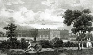 Rouler les pelouses au palais de Hampton Court, 7 mars 1807 - English School