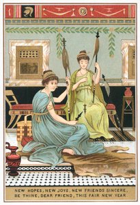 Dames romaines dans une villa, Carte de Nouvel An - English School