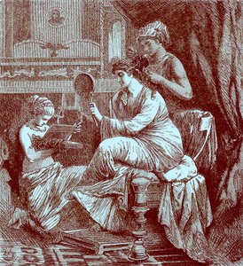 Dame romaine à sa toilette, illustration de The Illustrated History of the World, publiée vers 1880 - English School