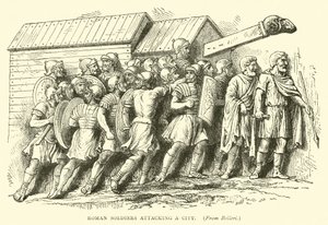 Soldats romains attaquant une ville - English School