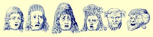 Masques théâtraux romains, illustration de Cassells Illustrated Universal History par Edward Ollier, publiée en 1890 - English School