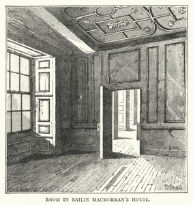 Chambre dans la maison de Bailie Macmorran (gravure) - English School