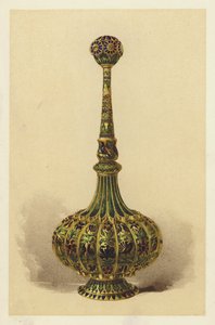 Bouteille de rose ou arrosoir en argent doré et émaillé - English School