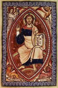 Christ en majesté avec les symboles des évangélistes, du Psautier de Westminster, c.1250 - English School