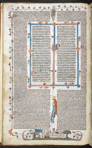 Royal 10 E. IV, f.250v Texte avec décoration marginale et un roi dînant, illustration des 