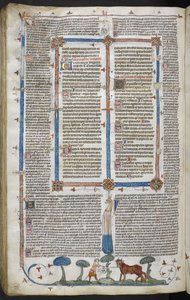 Homme attaquant un bœuf, des Décrétales de Smithfield (Décrétales de Grégoire IX) c.1340 - English School