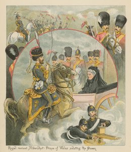 Revue royale - Aldershot - Le prince de Galles saluant la reine - English School