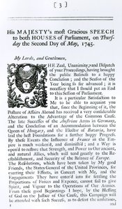 Discours royal aux deux chambres du Parlement, 2 mai 1745 (gravure)
