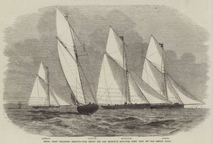 Régate du Royal Yacht Squadron, la course pour la coupe de Sa Majesté, le premier virement de bord au large de Old Castle Point - English School