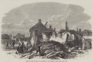 Ruines du village de Billinghay, Lincolnshire, après le récent incendie - English School