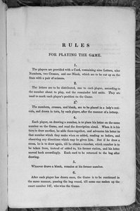 Règles pour jouer au Jeu de la Bannière Étoilée ou Émigrants aux États-Unis, vers 1840 - English School