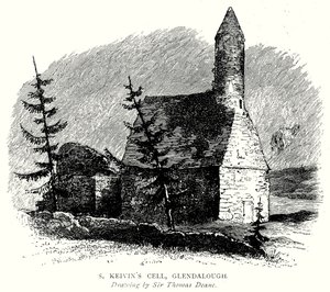 Cellule de S. Keivin, Glendalough (gravure) - English School